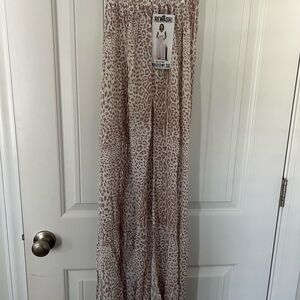 Rewash Women's Animal Print Wide Leg Pants - Cream